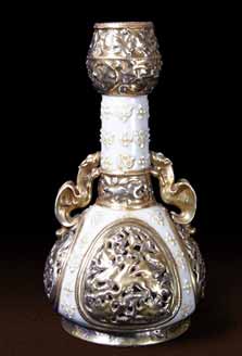 Gold and cream Zsolnay vase